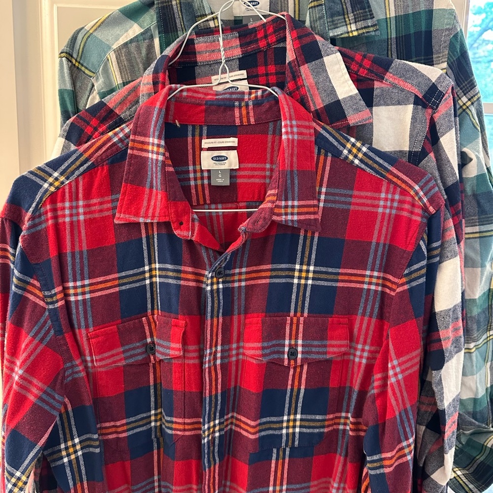Old Navy Men's Flannel Shirts x 3 LG